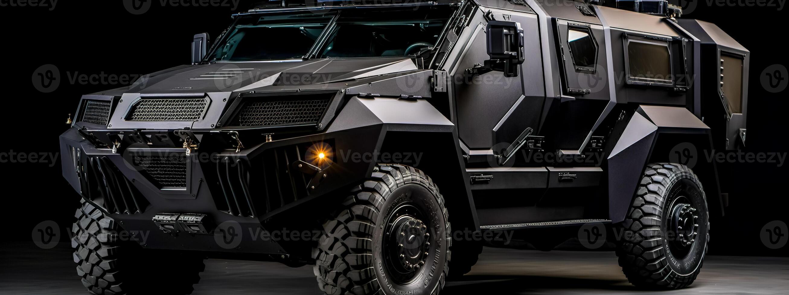 armored vehicles of special forces, for interventions in the city and transportation of money, banner made with photo