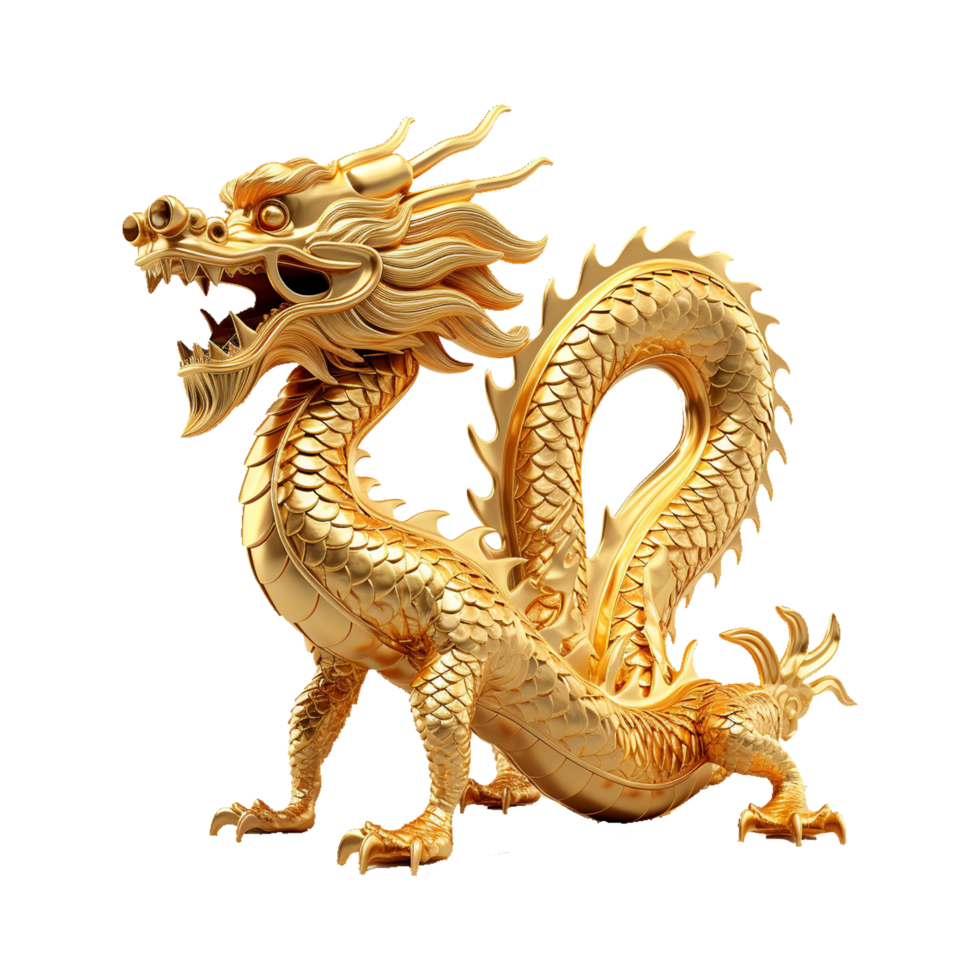 chinois dragon fabriqué de or ai généré png