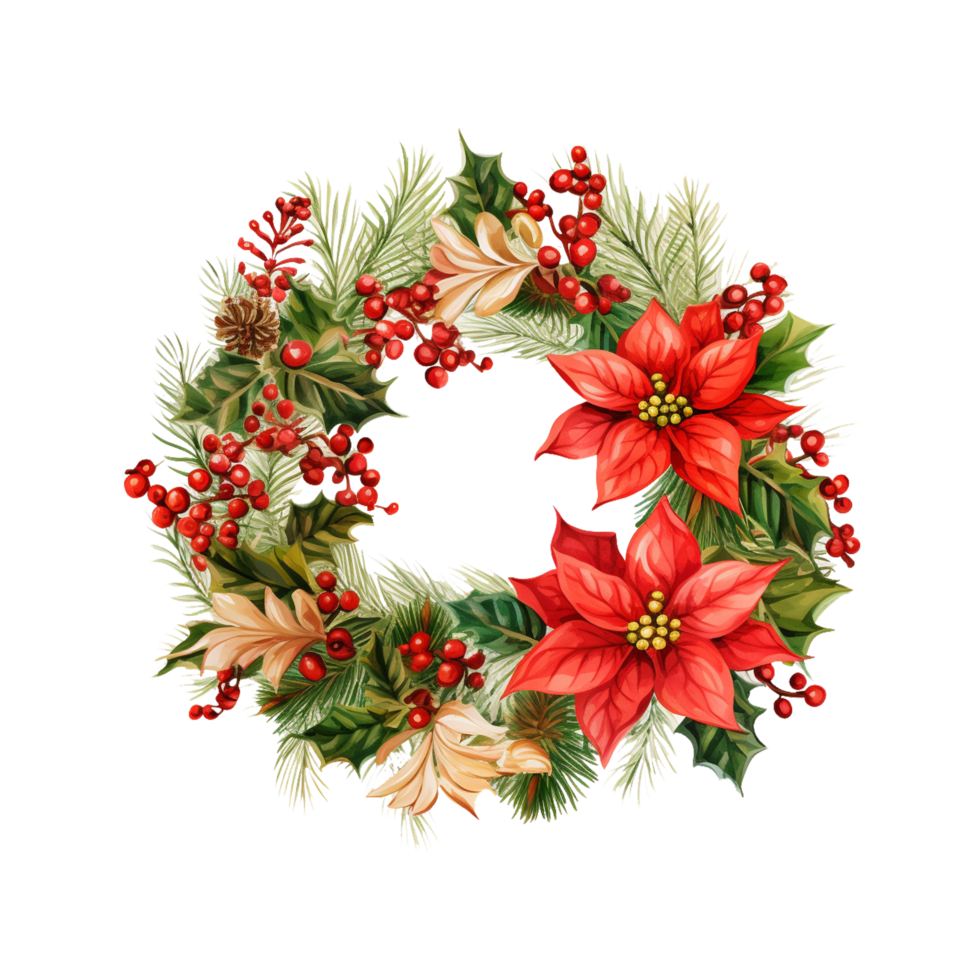 beautiful christmas wreath clipart ai generated png