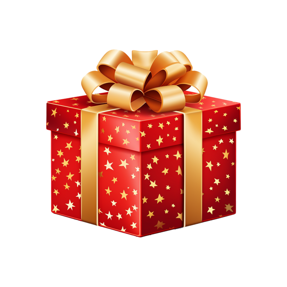 christmas gift with golden ribbon ai generated png