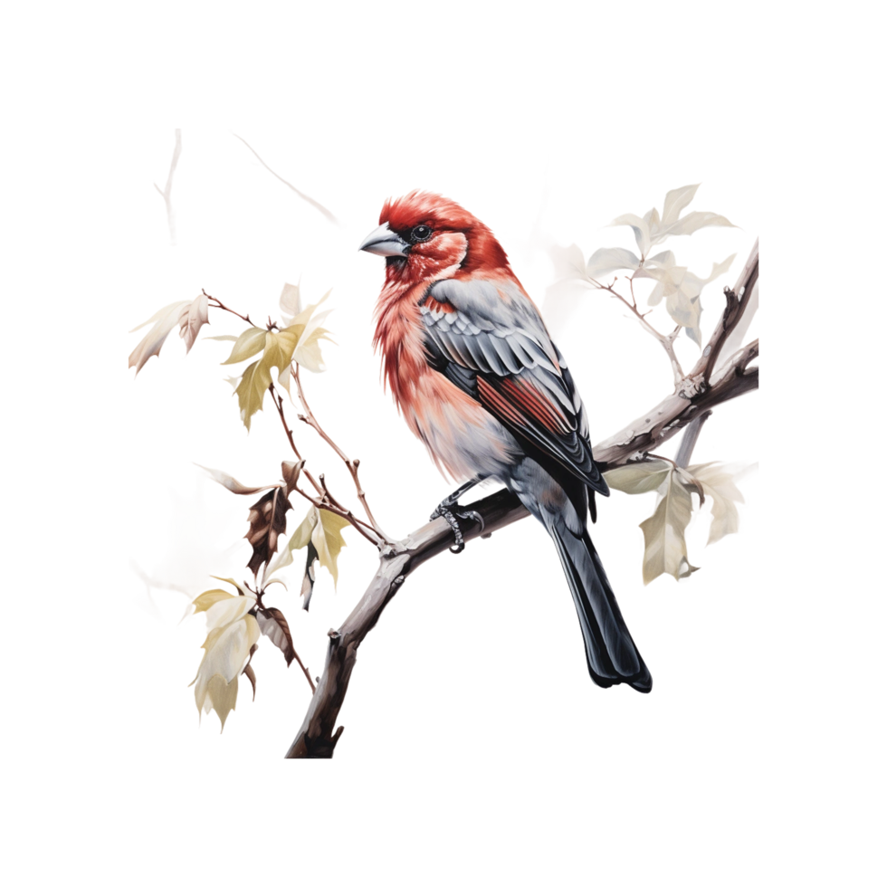 une oiseau avec rouge cheveux séance sur une bouquet png