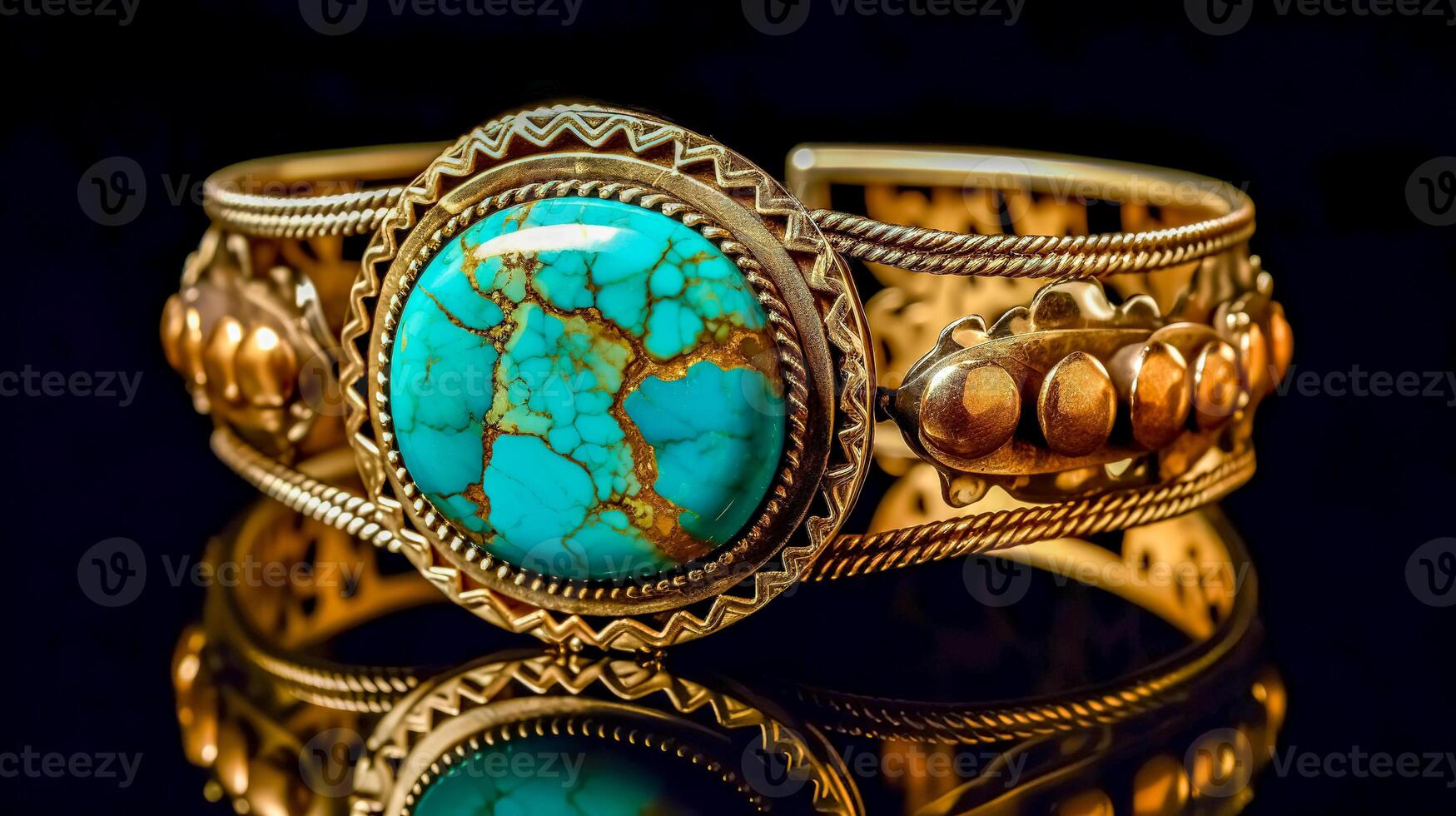 design bracelet set with a precious stone isolated on black background made with photo