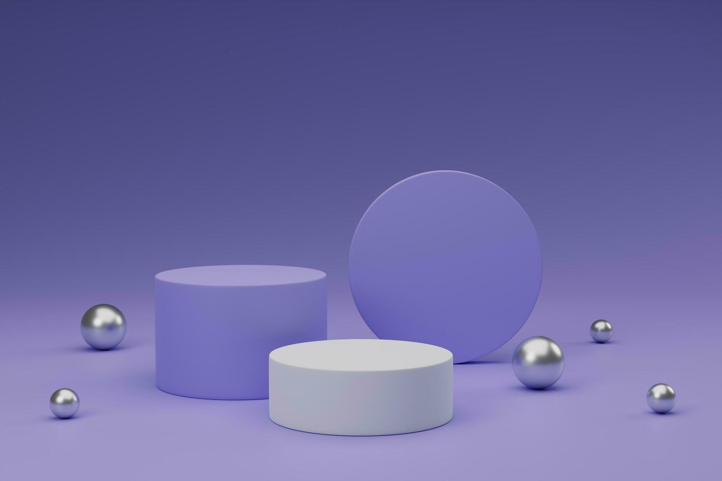 3d render minimal white podium product presentation on purple background photo