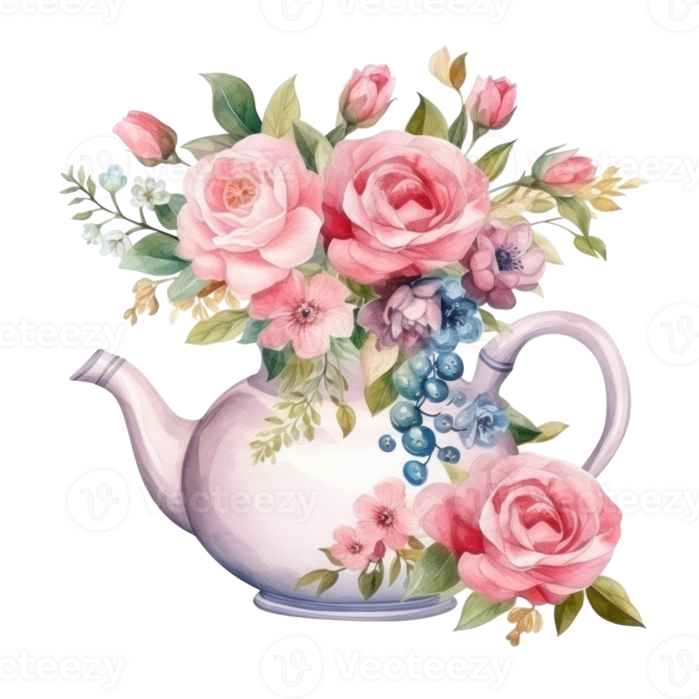 Watercolor Teapot With Flowers Isolated 26847577 PNG Watercolor Teapot With Flowers Isolated 26847577 PNG