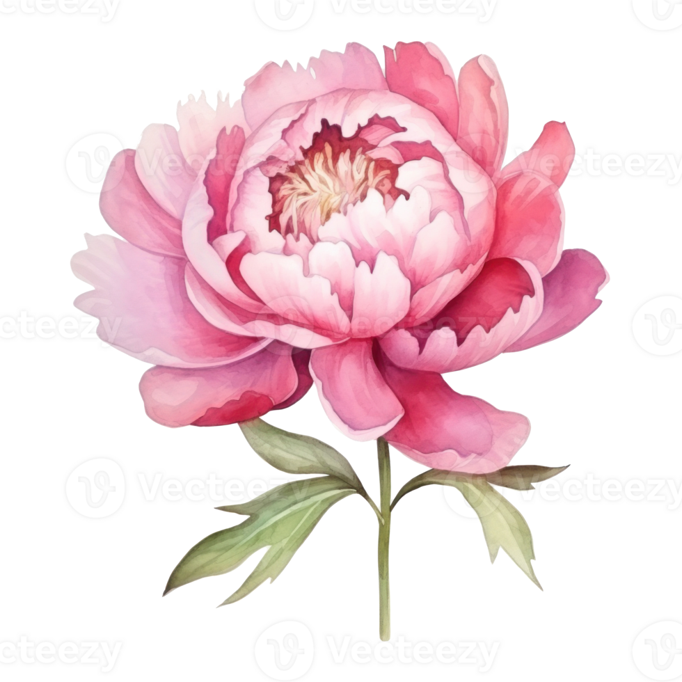 Watercolor peony flower isolated png