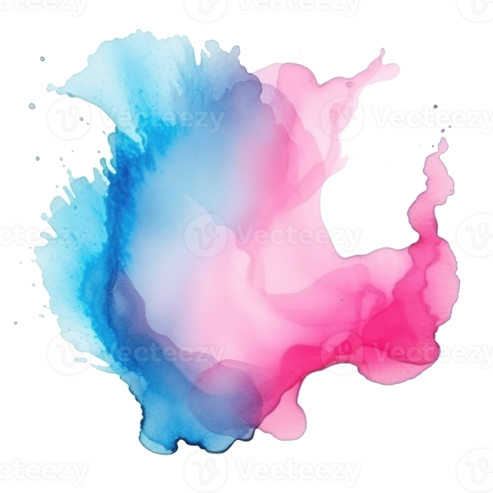 Blue pink watercolor stain isolated png