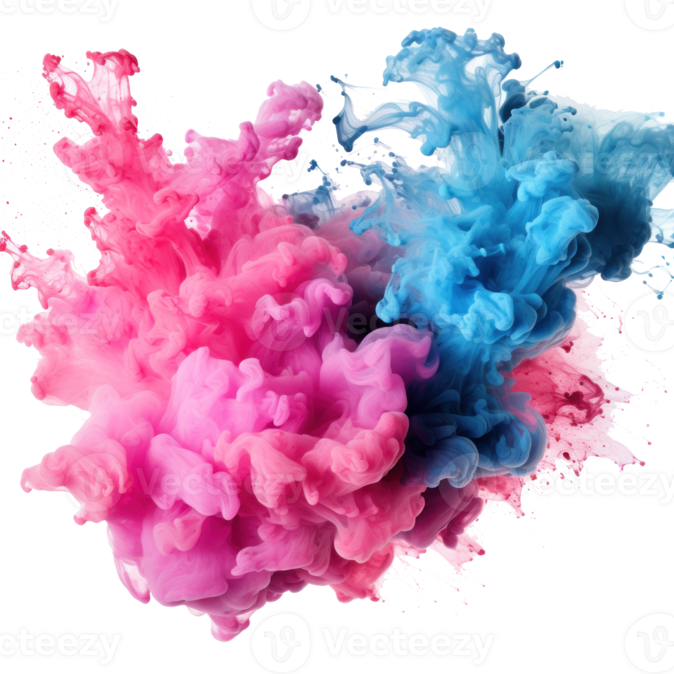Blue pink watercolor stain isolated png