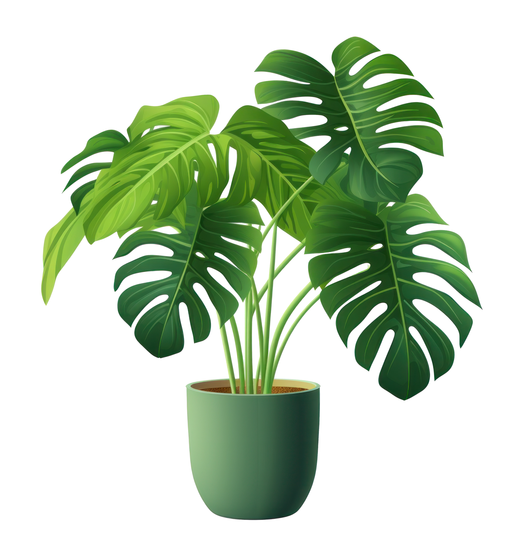 Green monstera plant in pot 26847774 PNG