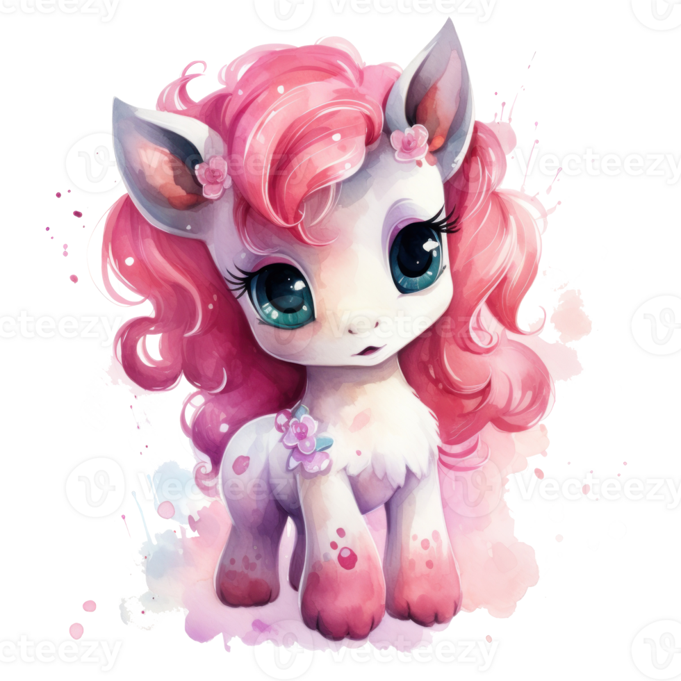 Cute watercolor pony isolated png
