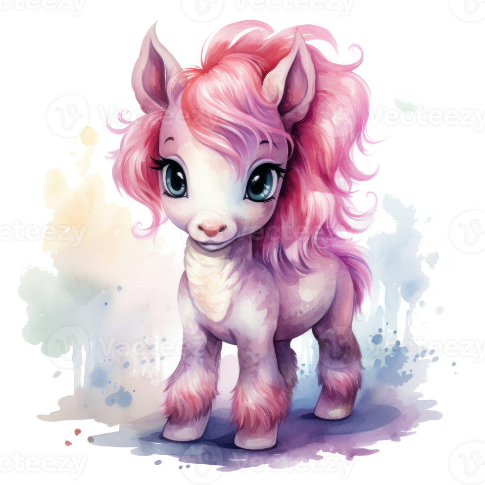 Cute watercolor pony isolated png