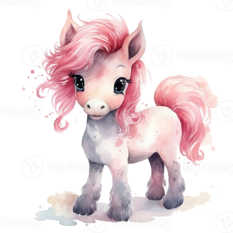 Cute watercolor pony isolated png