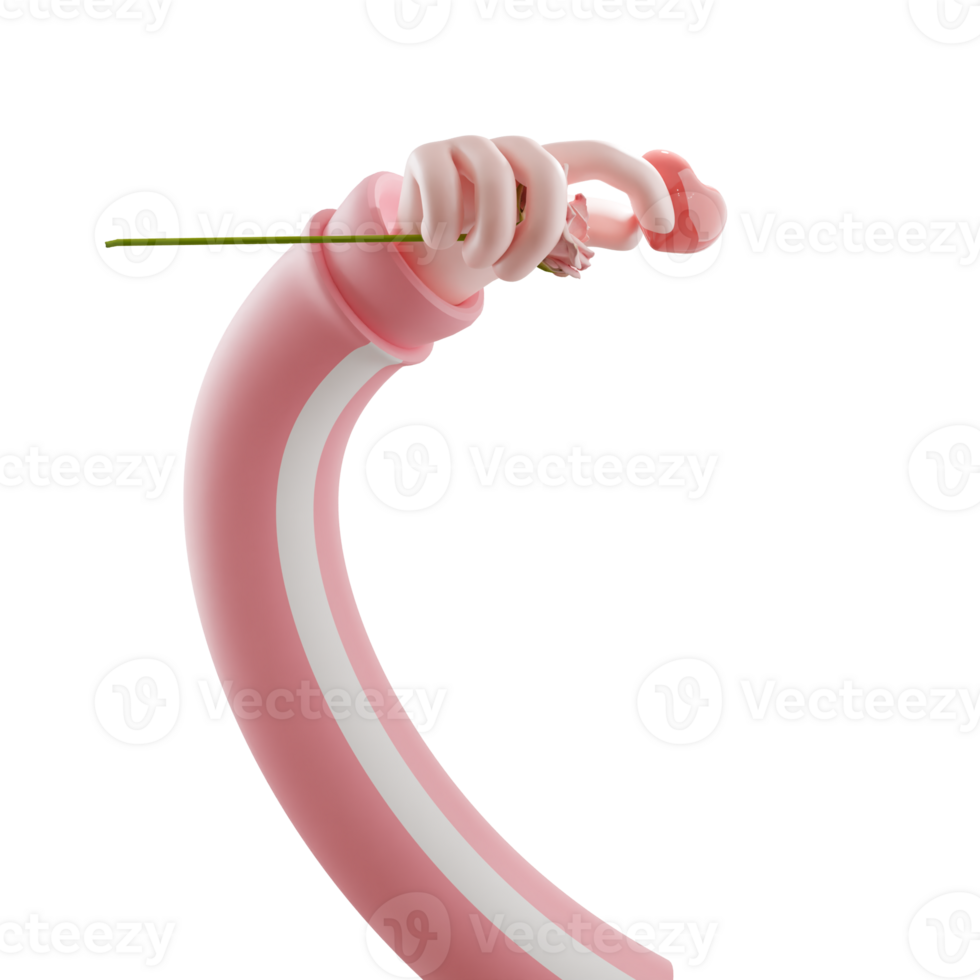 3d hand giving rose flower. valentines icon illustration png
