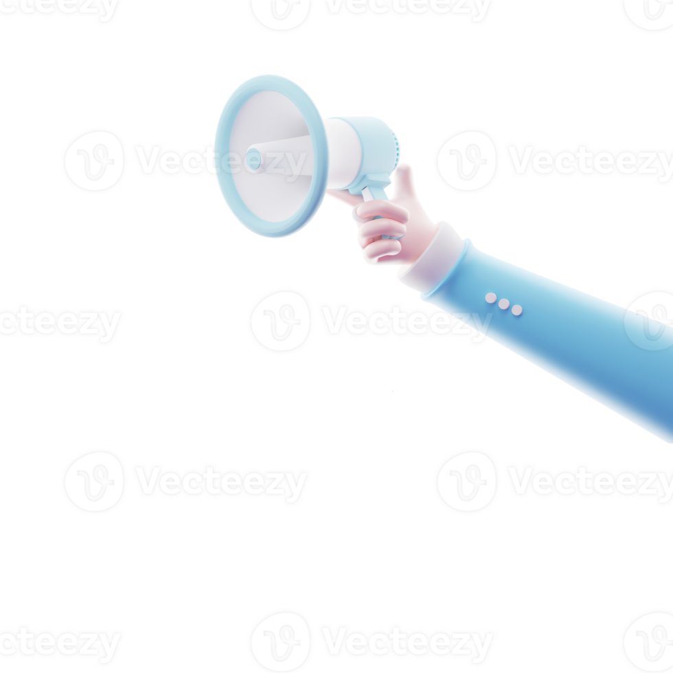hand holding megaphone speaker concept 3d illustration png