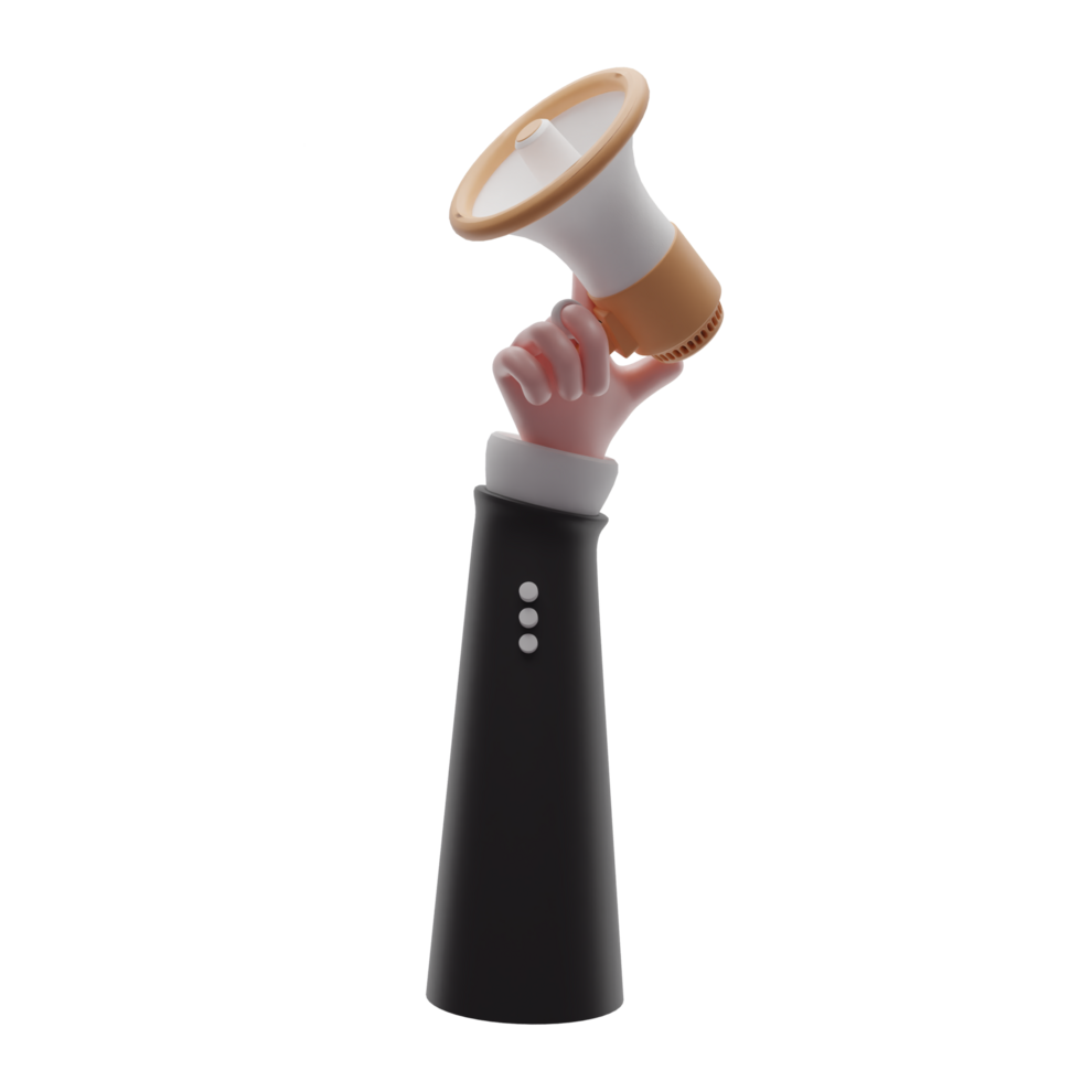 hands holding  loudspeaker. 3d render illustration png