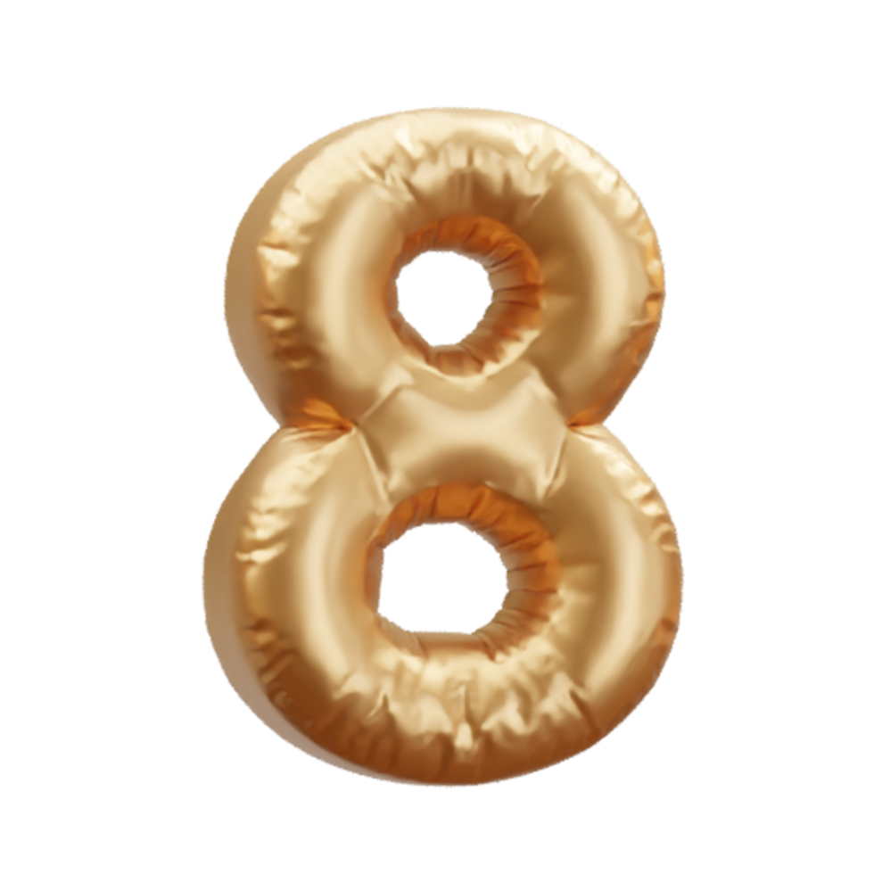 3d rendering of a realistic gold foil helium balloon font png
