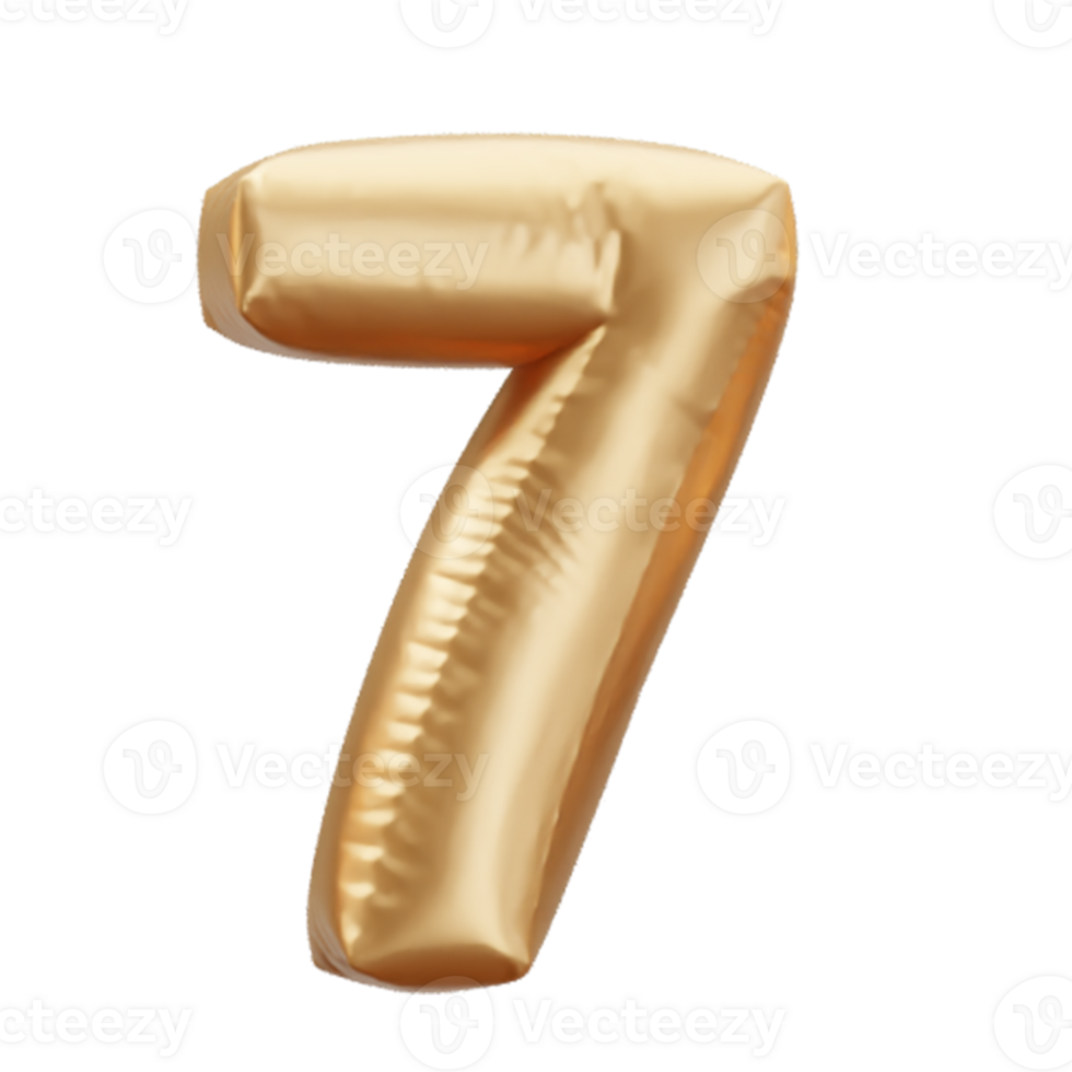 3d rendering of a realistic gold foil helium balloon font png