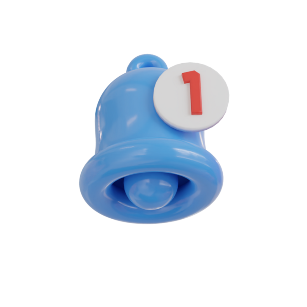 3d rendering of yellow notification bell icon png