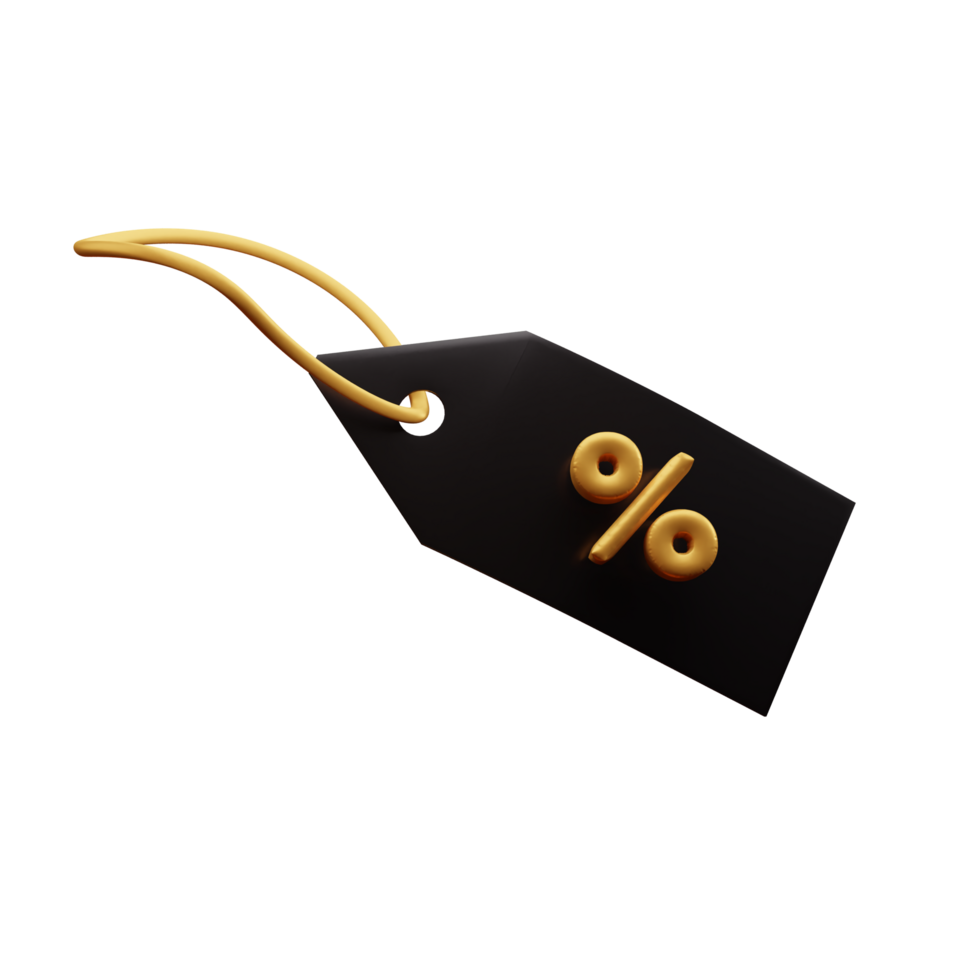 3D discount percent tag paper sticker for hanging retail promo 3D icons. 3D Rendering png