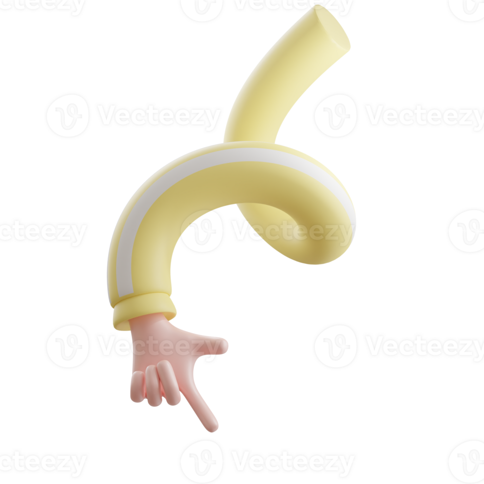3d illustration of one finger. Cartoon character hand pointing gesture. Business clip art. 3d rendering png