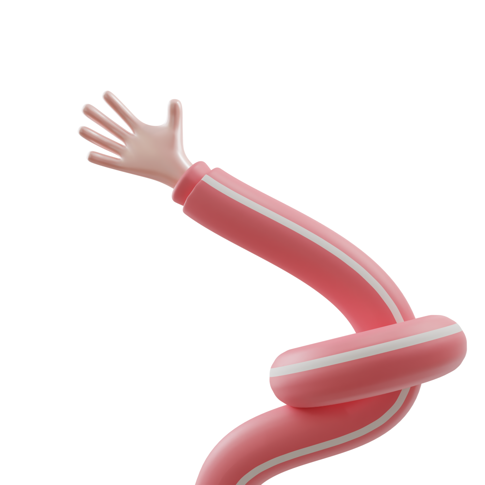 3d hand illustration waving. elastic hand movements. 3d rendering