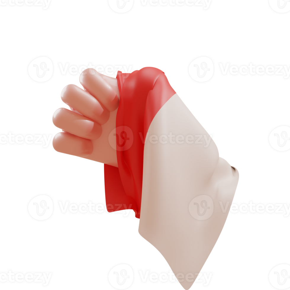 3D Hand Gesture Independence Day Of Indonesia illustration, hands holding flag celebrate indonesian independence day. 3d rendering png