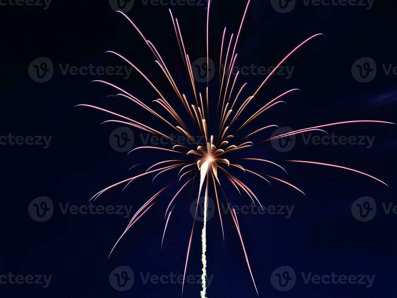 Colorful fireworks of various colors over night sky background. Celebration concept. Generative AI photo