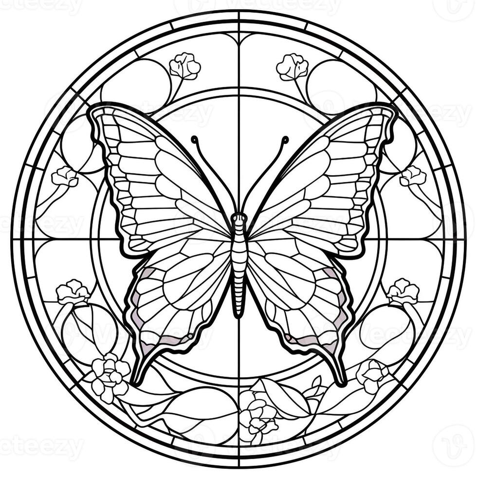 Stained Glass Butterfly Coloring Page photo