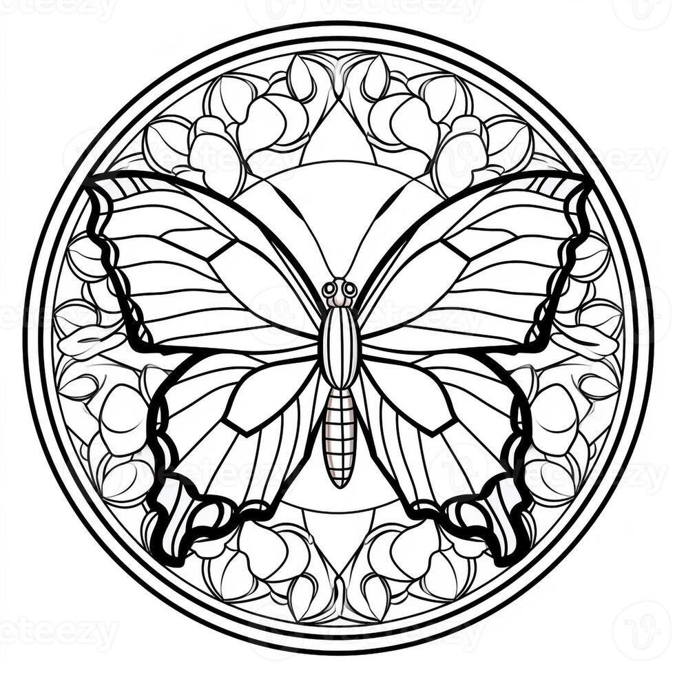 Stained Glass Butterfly Coloring Page photo