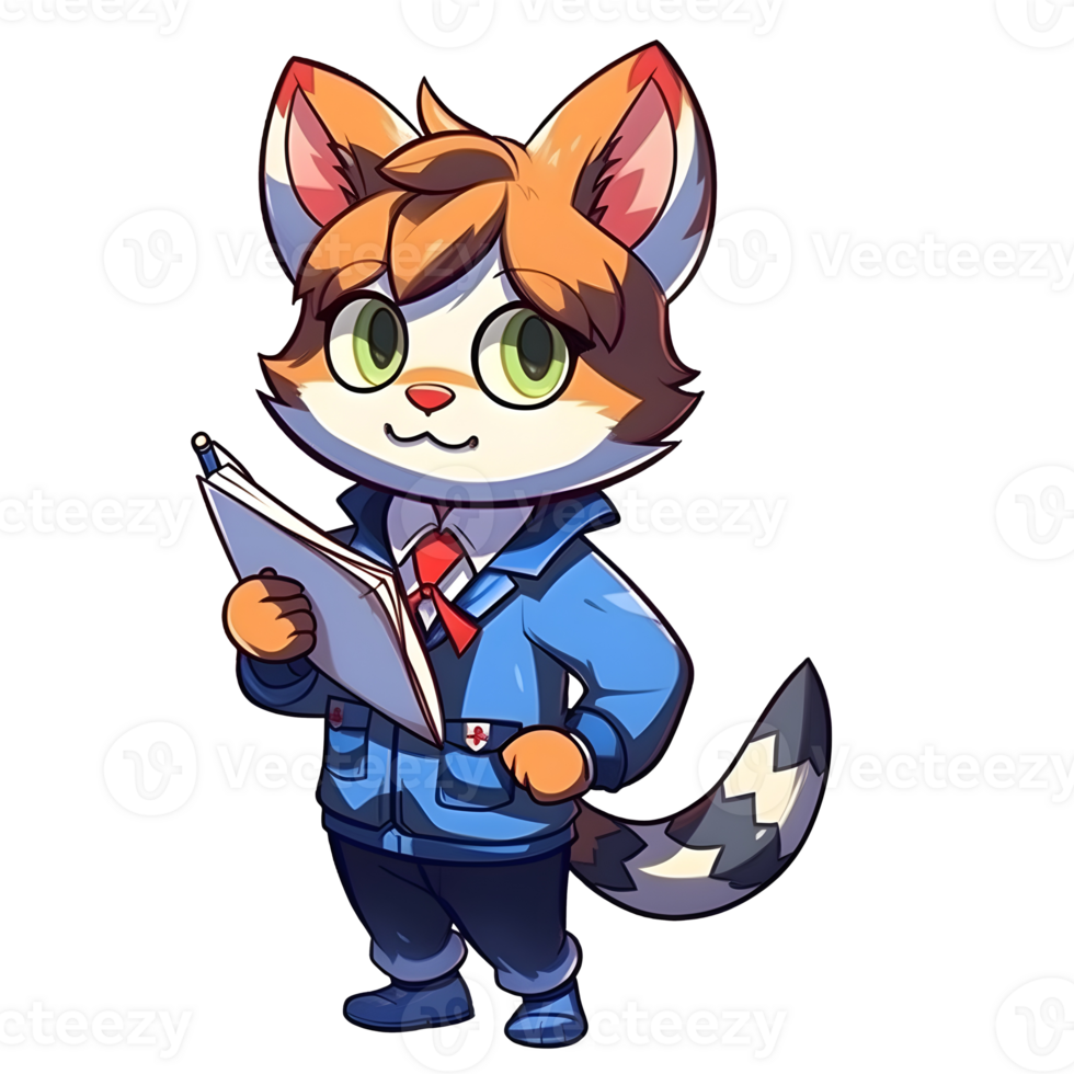 Cute cartoon cat in school uniform and backpack 26848293 PNG