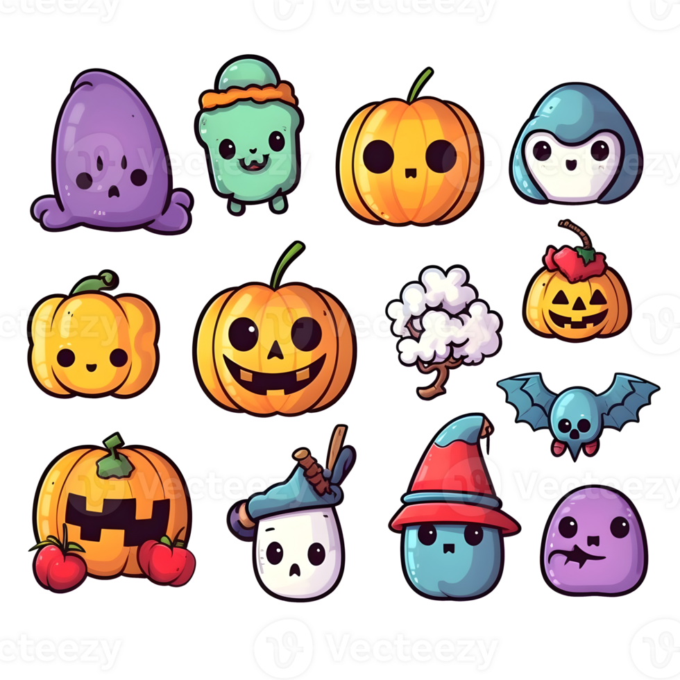 halloween element doodle icon set generative AI. 26848316 PNG