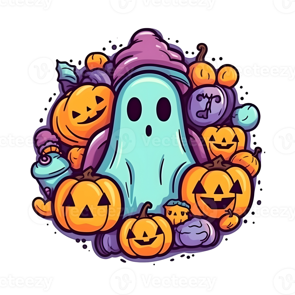 halloween element doodle icon set . png