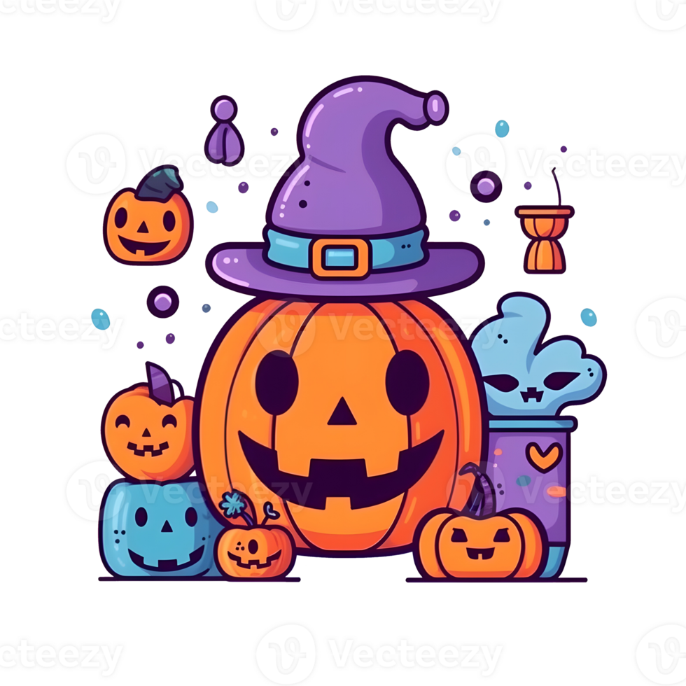 halloween element doodle icon set . png