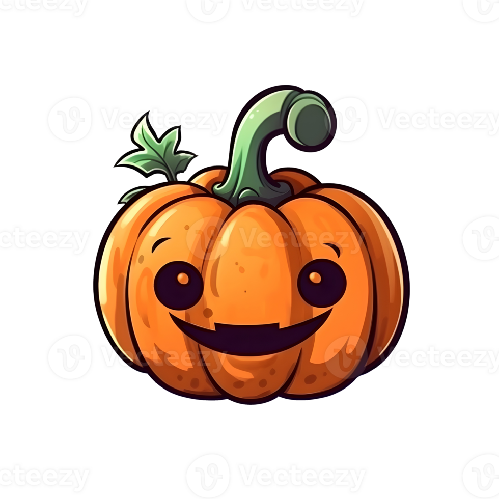 halloween cute cartoon pumpkin character smile isolated on white background . png