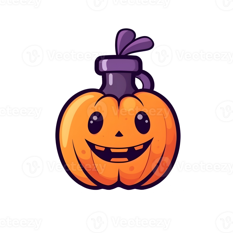 halloween cute cartoon pumpkin character smile isolated on white background . png