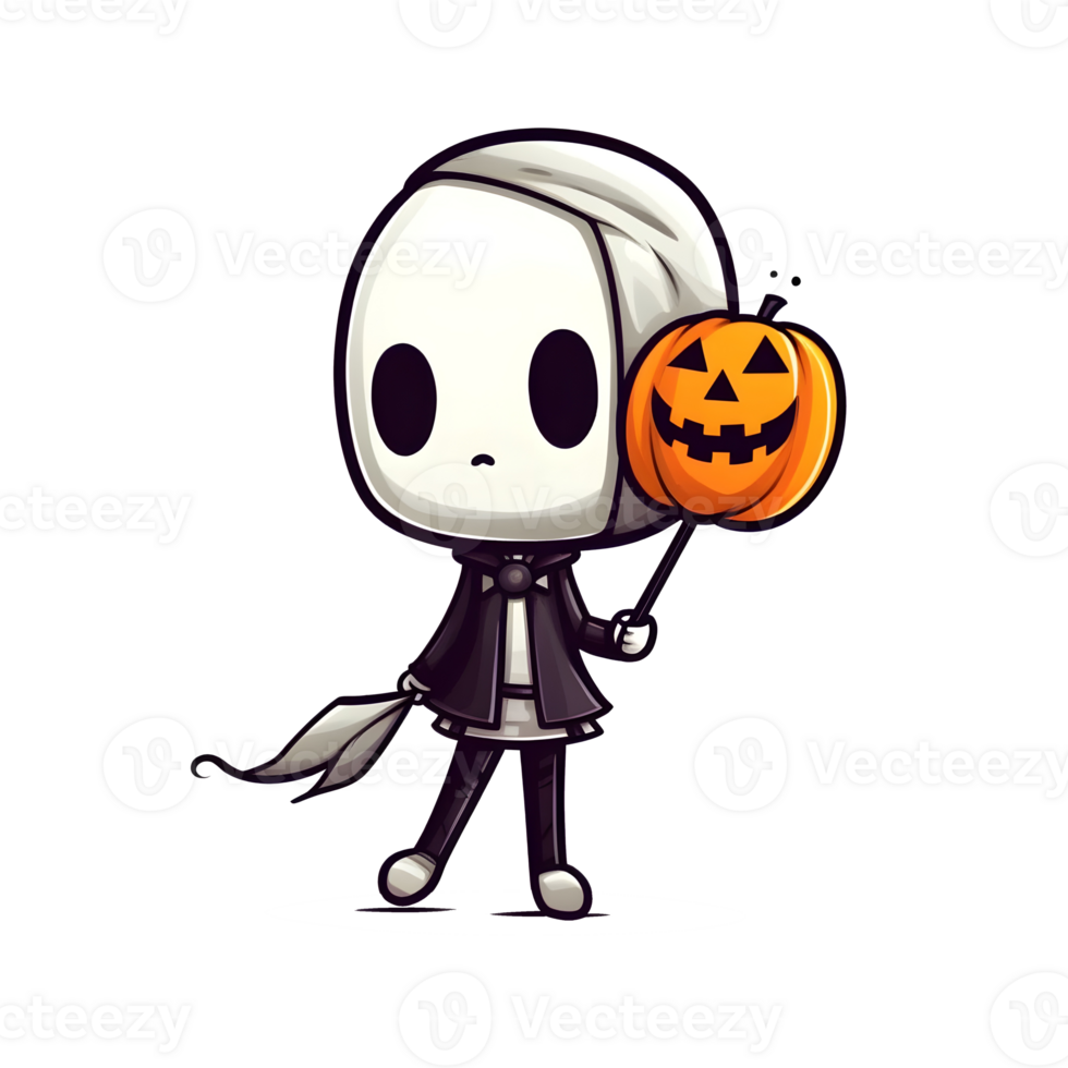 halloween cute cartoon character style generative AI. png