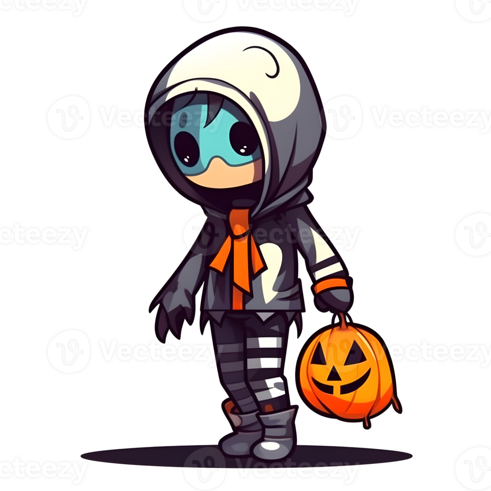 halloween cute cartoon character style generative AI. png