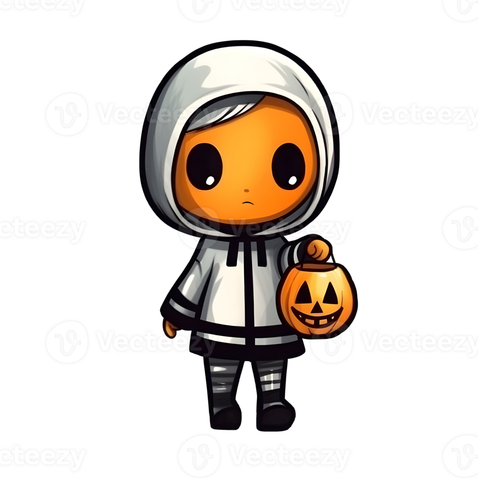 halloween cute cartoon character style generative AI. png