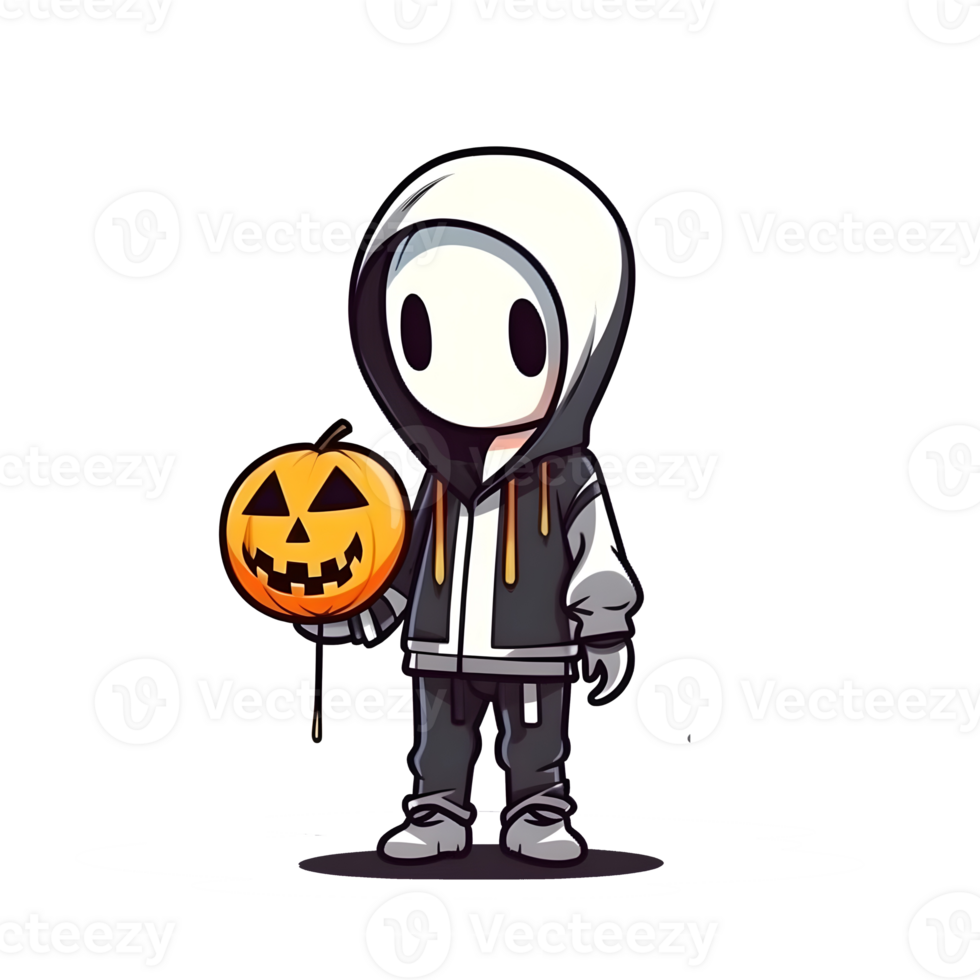 Halloween carino cartone animato personaggio stile generativo ai. png