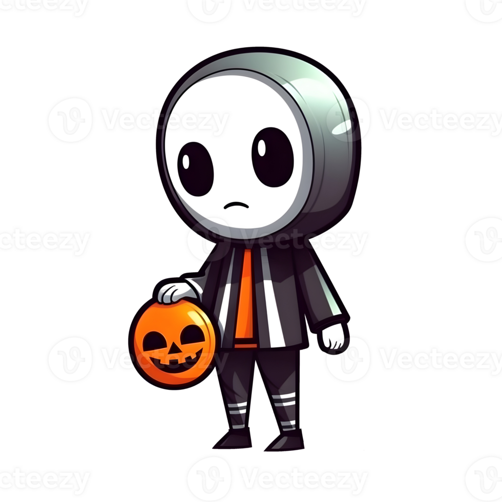 Halloween carino cartone animato personaggio stile generativo ai. png