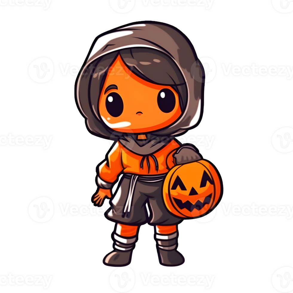 halloween cute cartoon character style generative AI. png