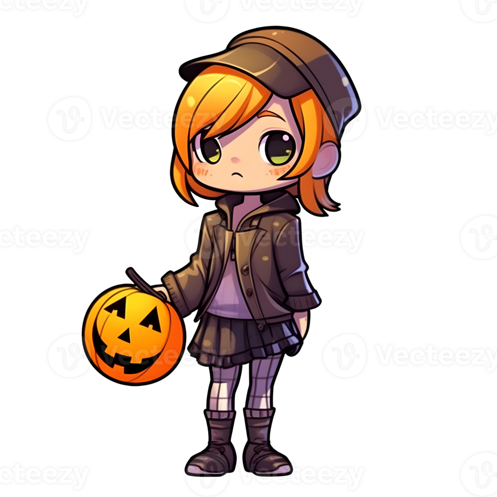 halloween cute cartoon character style generative AI. png