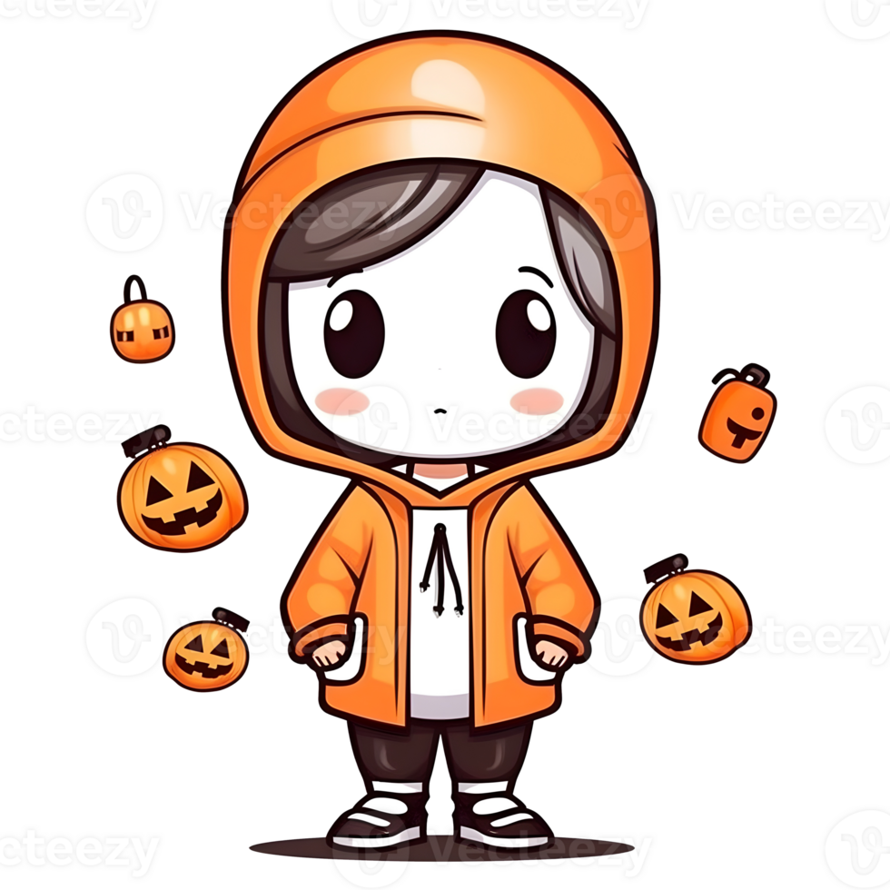 halloween cute cartoon character style generative AI. png