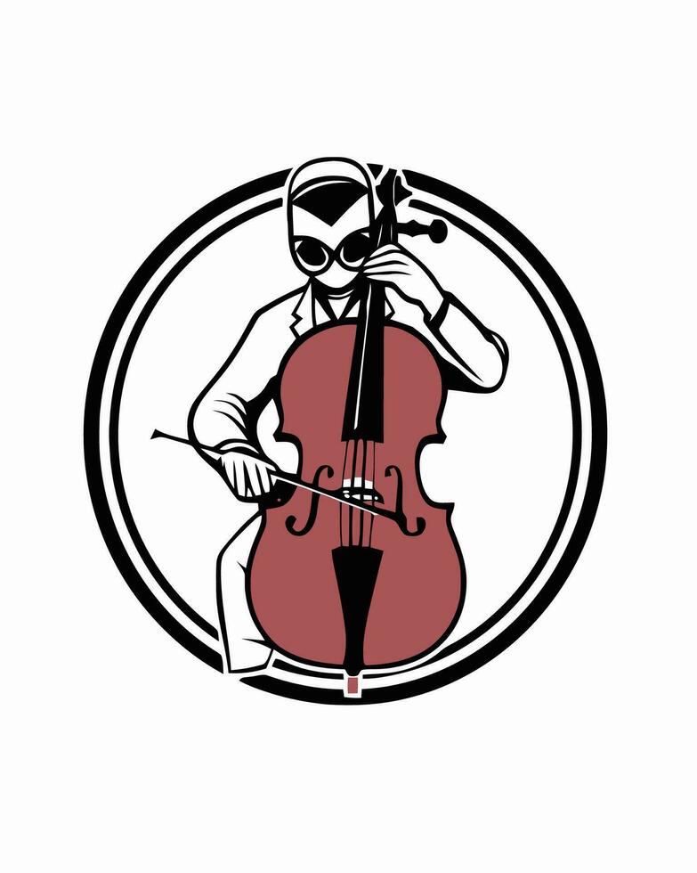 masked cello player vector