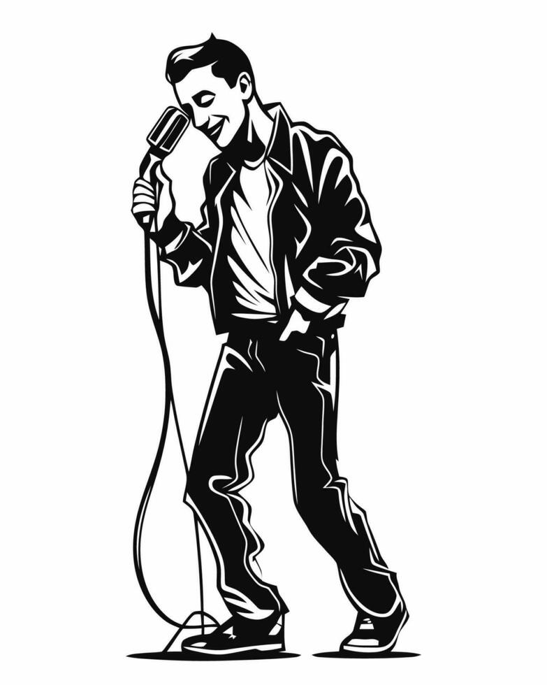 male singer with microphone vector