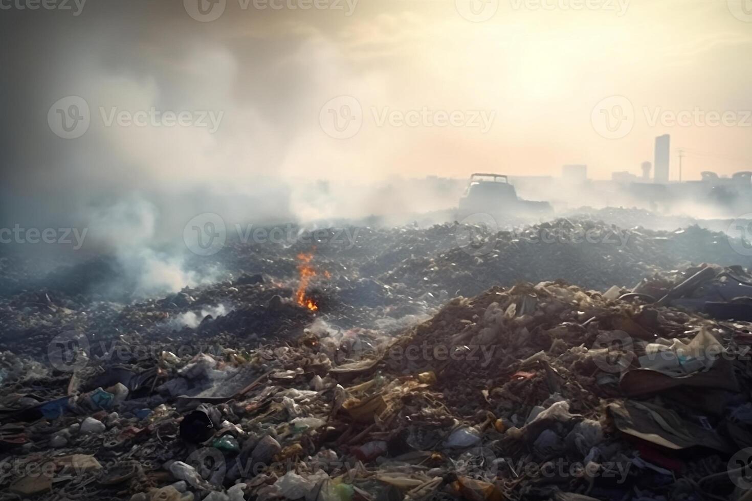 Pollution of environment with garbage, environmental, ecological disaster. Ecological theme save planet. photo