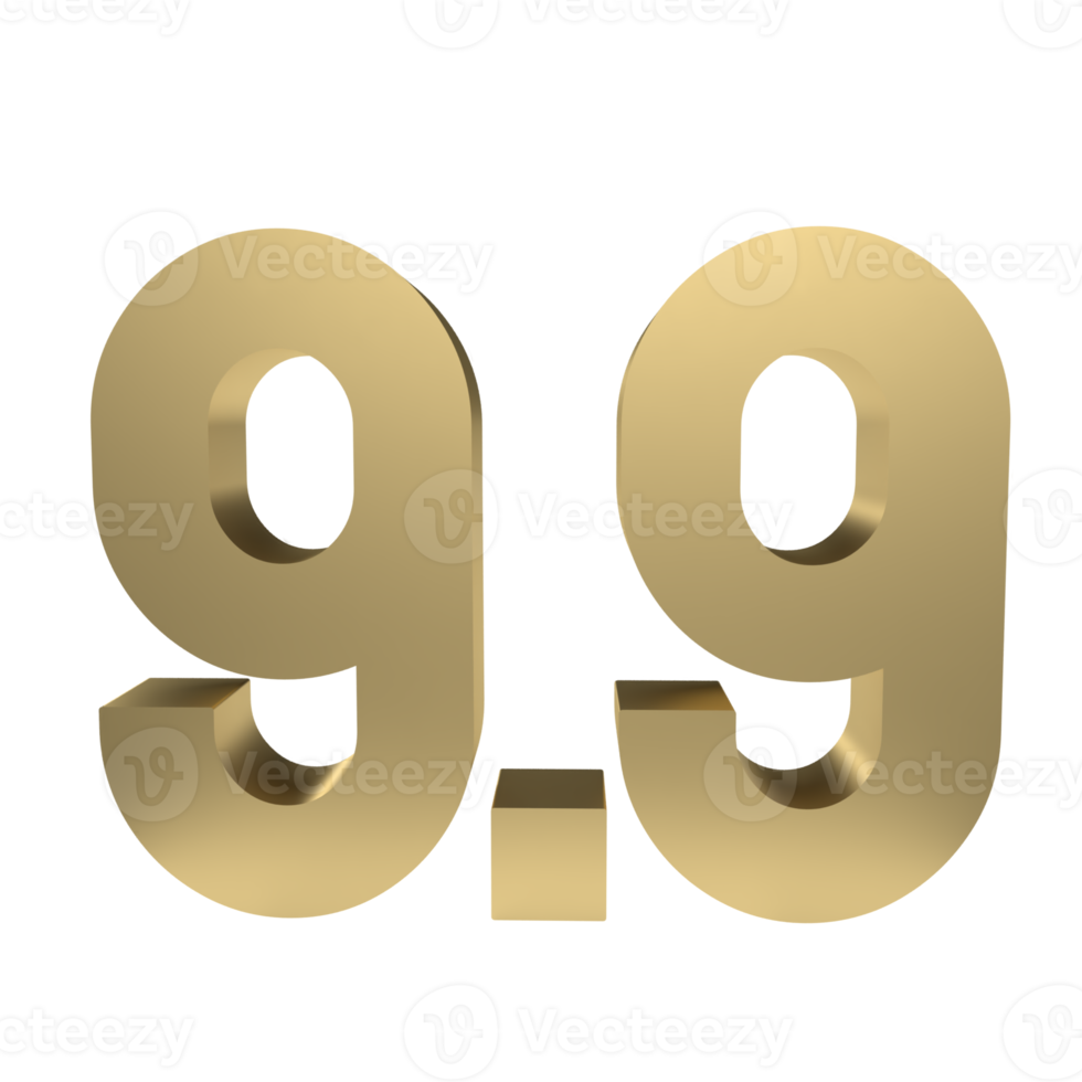 The 9.9 number on red background for sale or promotion concept 3d