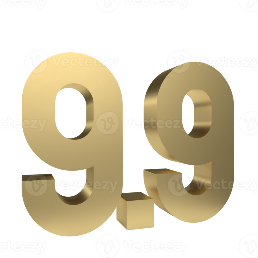 The 9.9 number on red background for sale or promotion concept 3d rendering png