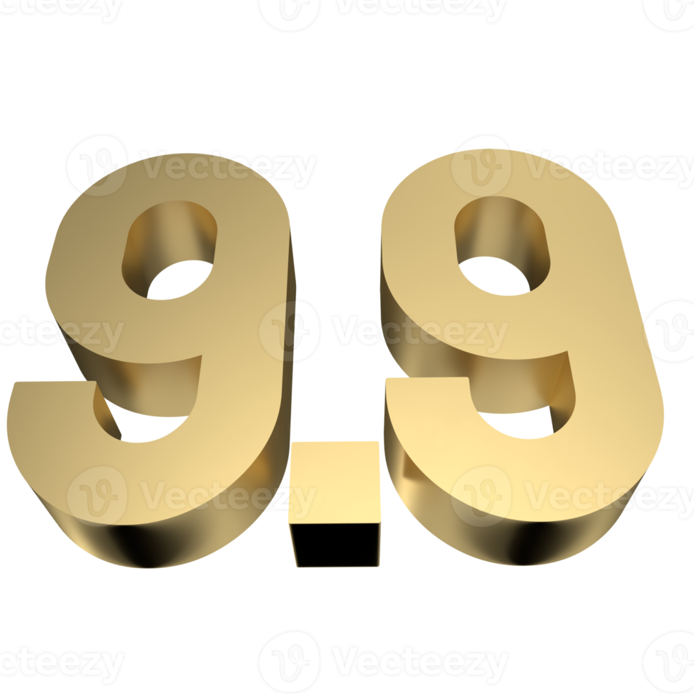 The 9.9 number on red background for sale or promotion concept 3d rendering png
