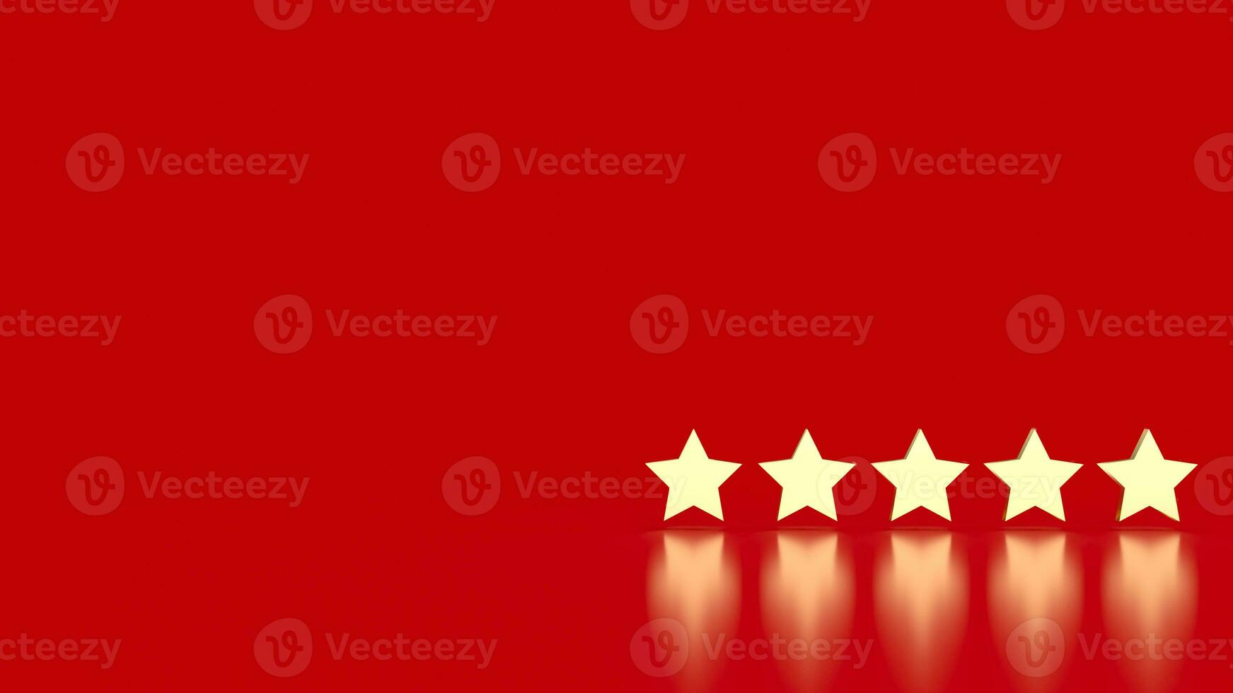 The gold five star on red background 3d rendering photo