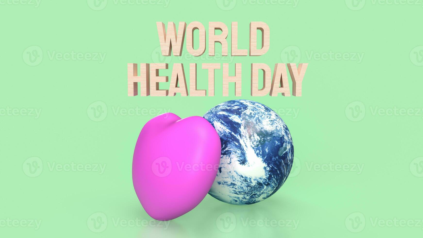 The earth and heart for World Health Day concept 3d rendering photo